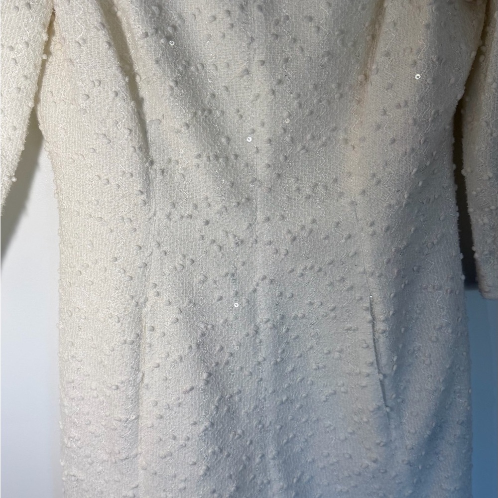 Vince Camuto Ivory Long Sleeve Textured Sheath Dress - Picture 7 of 7